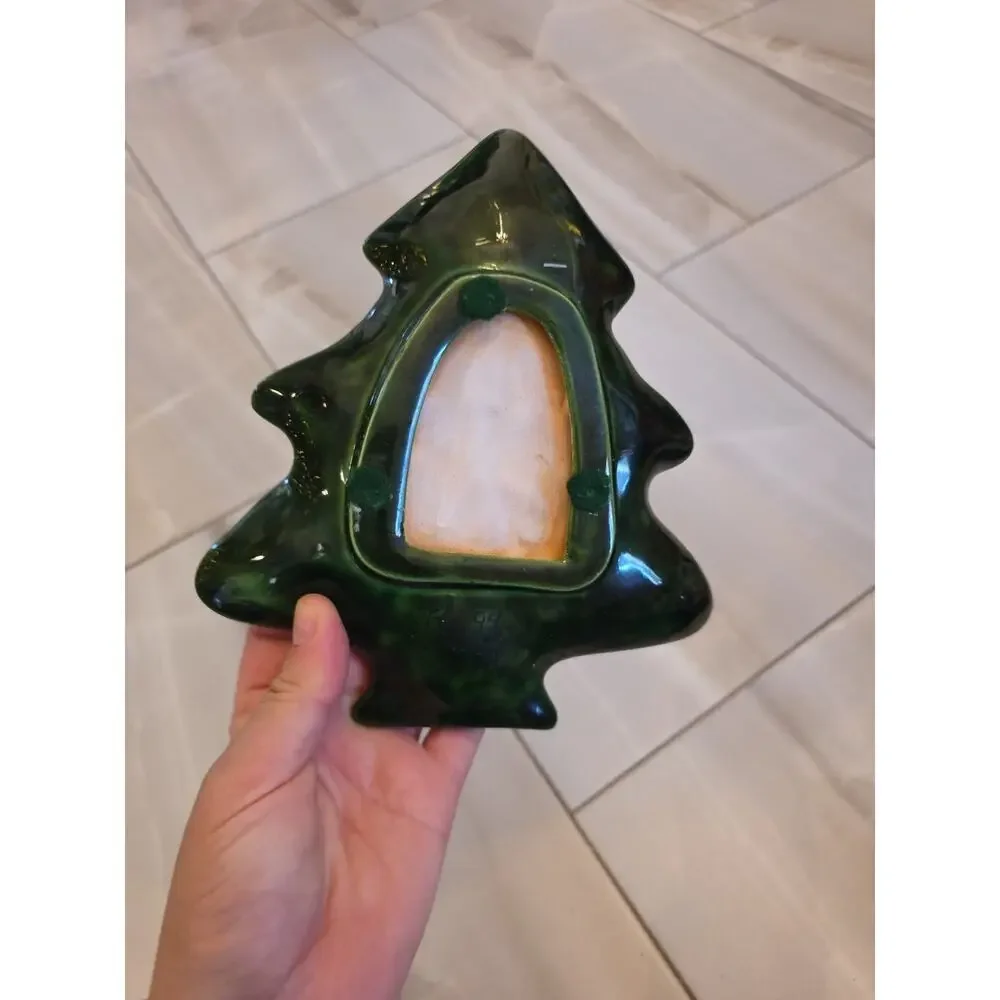 Vintage Lefton Green Holly Christmas Tree Candy Dish , Holly Berries‎ 1971/72